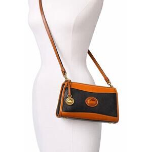 Vintage Dooney & Bourke AWL Black & British Tan Duck Logo Crossbody Bag